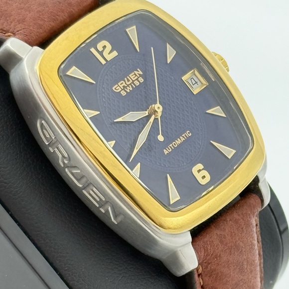 Men's Blue and Gold Watch - Picture 2 of 10